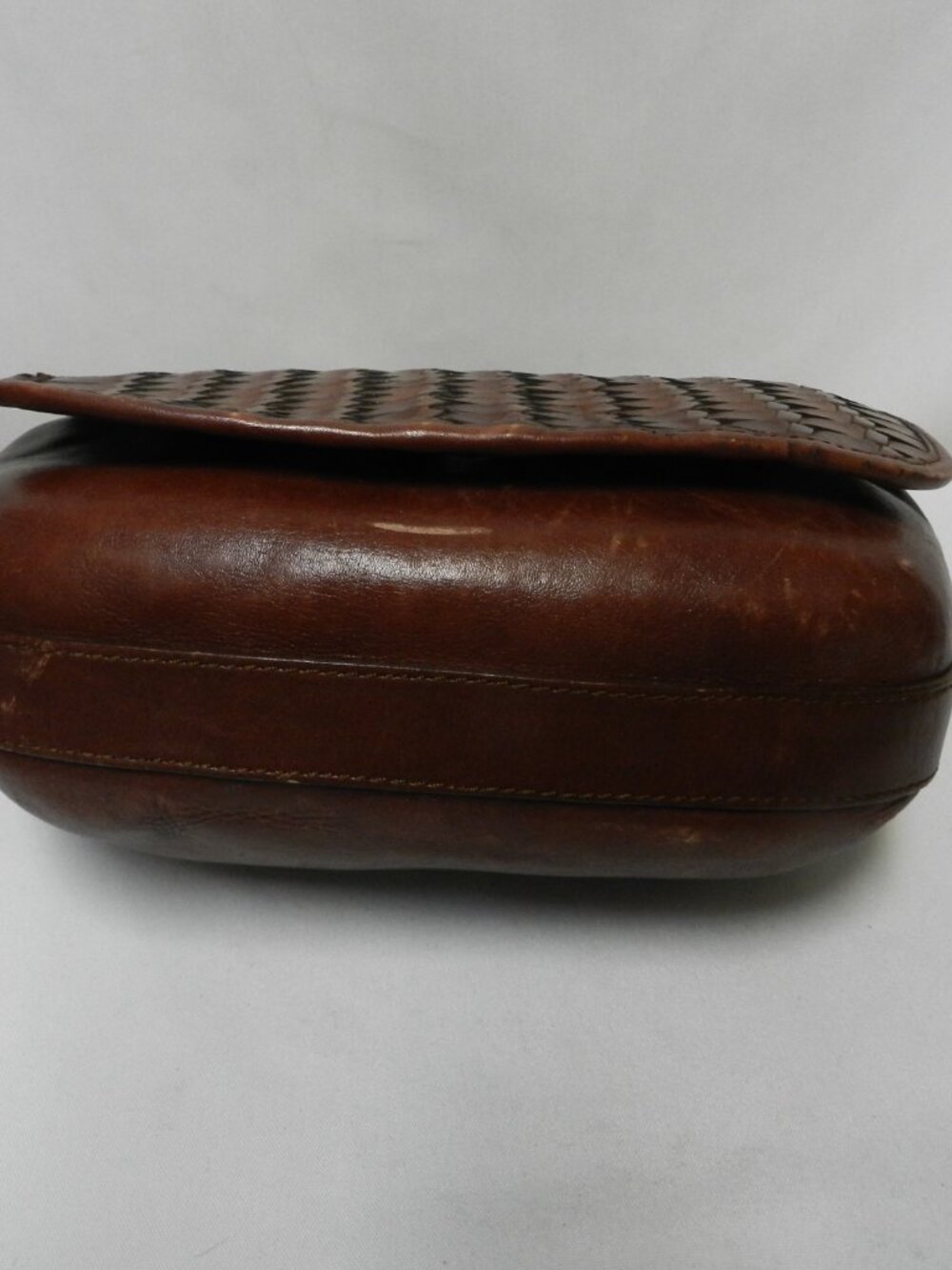 Fossil Vintage Woven Leather shoulder bag purse basket weave brown adjustable - Picture 11 of 15